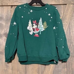 Disney Store Green Minnie Mouse Holiday Sweatshirt